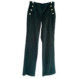 Maison D' Amelie Revolve Green Velvet Trousers Gold Buttons Sz 6